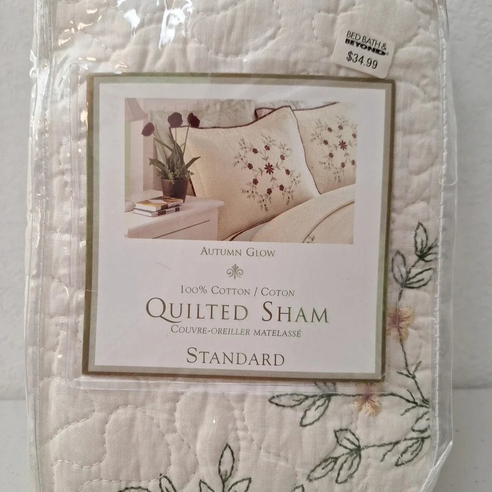 VTG Peking Handicraft 'Autumn Glow' Quilted Floral Sham Standard 100% Cotton NEW